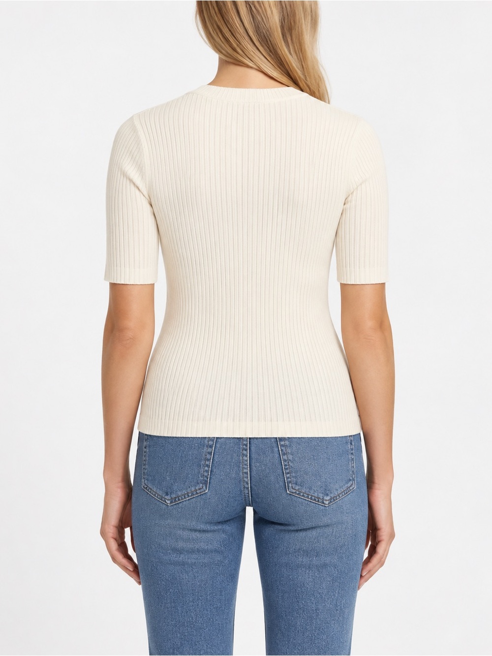 Splendid Cream Ribbed Short-Sleeve Tee - Picture 3 of 3